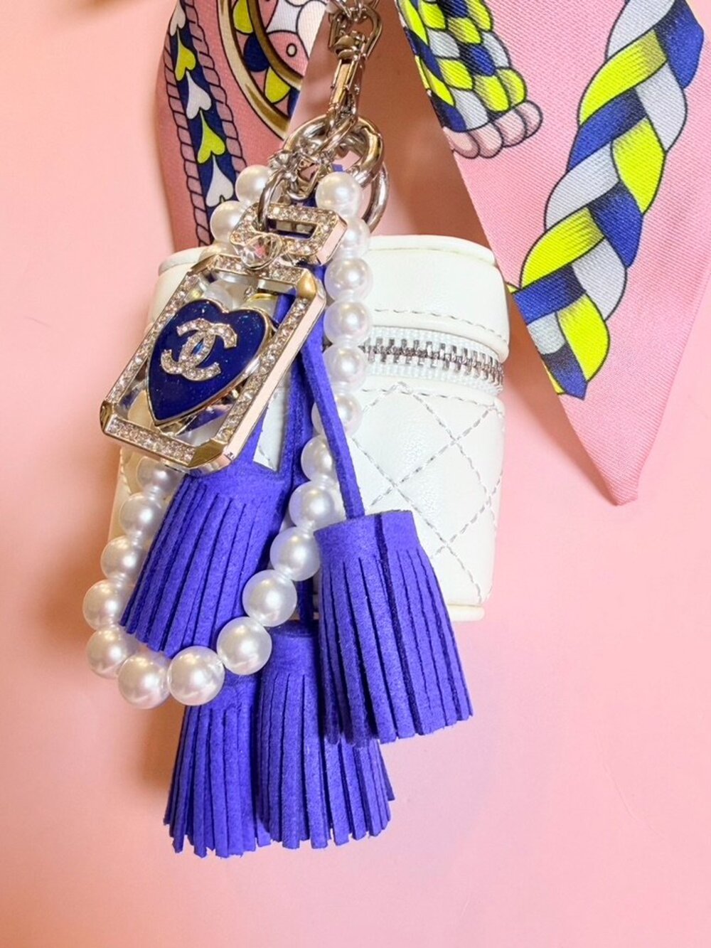 Pink Twilly Bow Luxe Statement Bag Charm - Picture 3 of 4